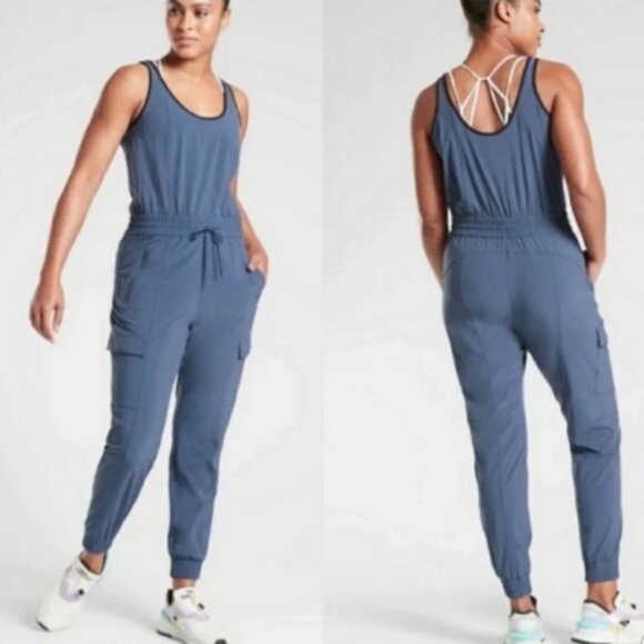 Athleta Iron Blue Unbound Jumpsuit Size Medium - Picture 1 of 2